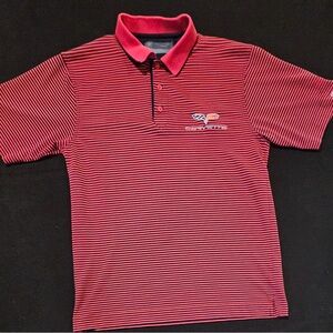 Cutter & Buck Corvette National Museum Striped Polo Shirt Mens Size Medium
